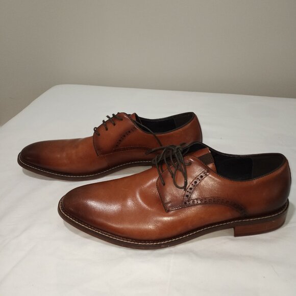 ZANZARA DERBY MENS DRESS SHOE BROWN SIZE 13 LEATHER STITCHED SOLE - Picture 4 of 9